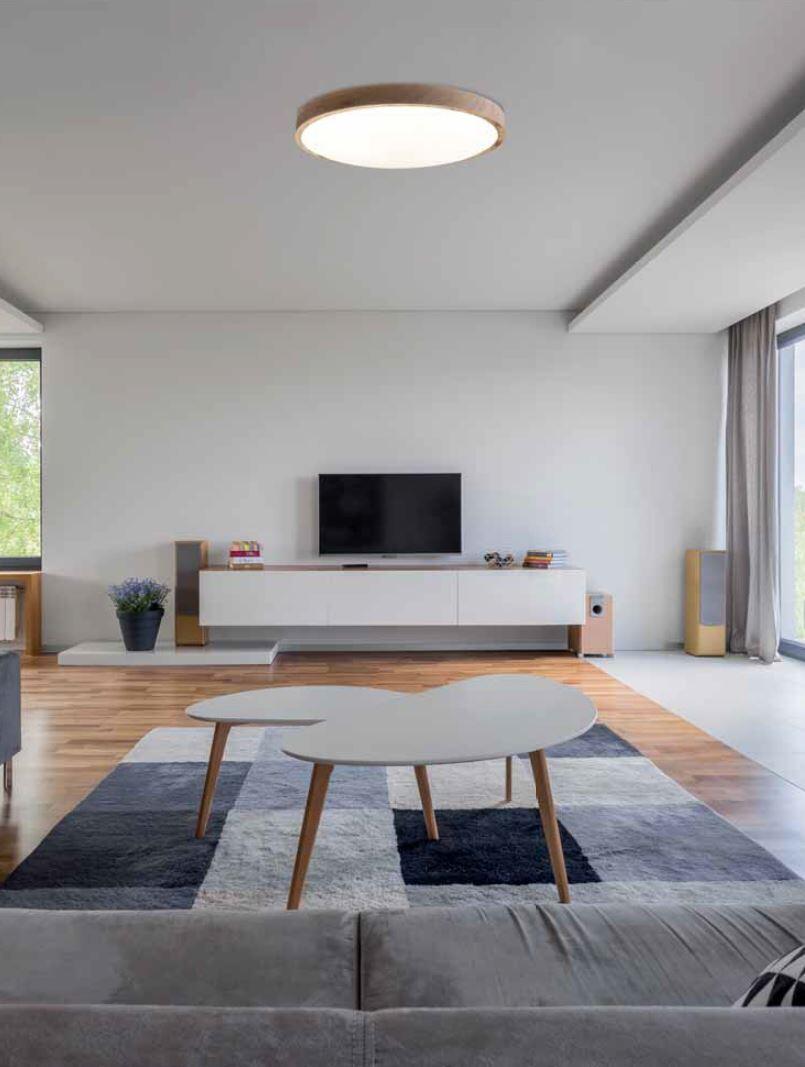 LEDS-C4 Tempo Holzoptik Deckenleuchte im Wohnzimmer