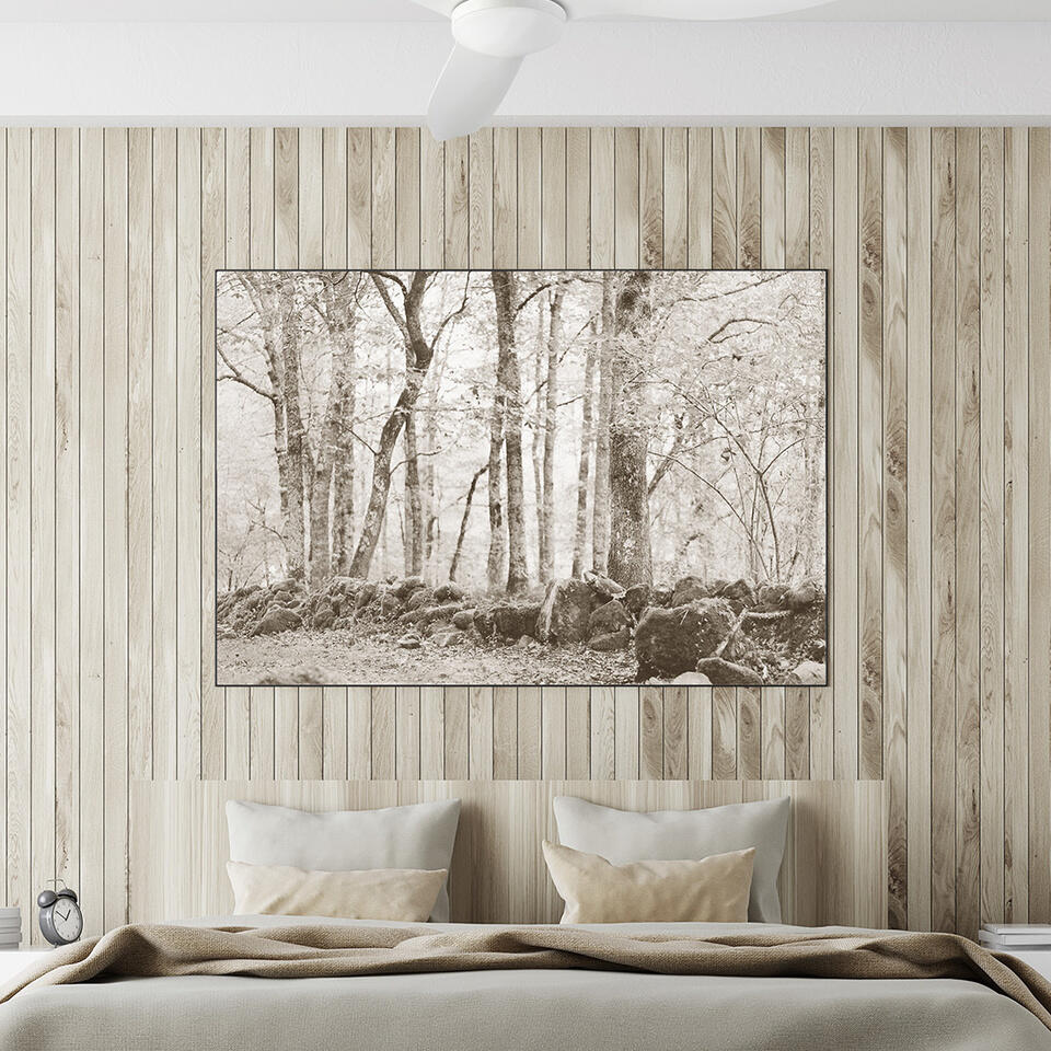 White and wooden bedroom, poster