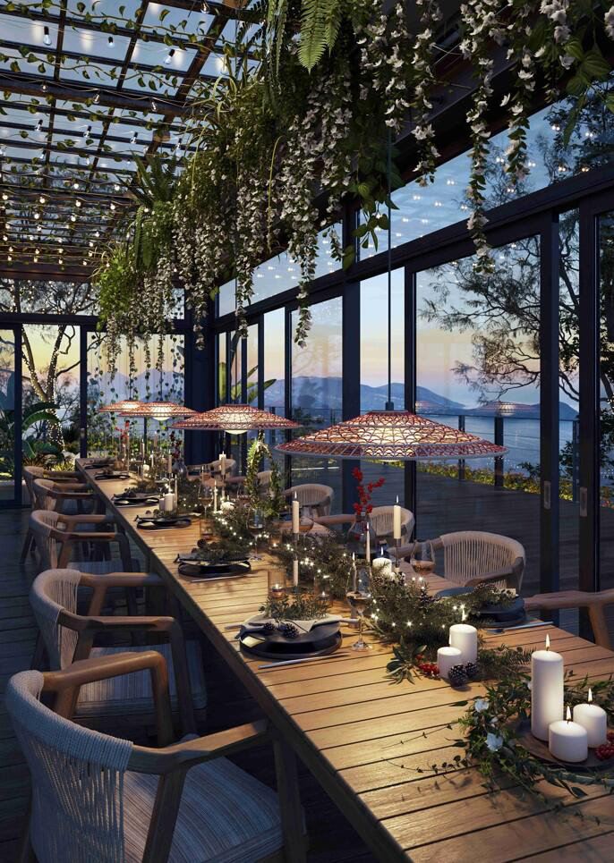 Bover Nans Outdoor Pendelleuchte über Esstisch Balkon Beleuchtung