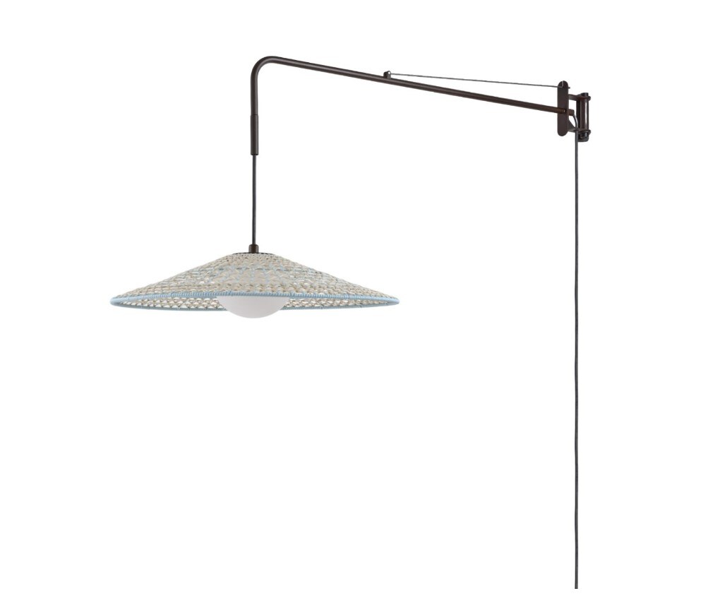 Moderne Hängeleuchte Nans 55 A/98 mit elegantem, gewebtem Lampenschirm in neutralen Farben, ideal zur stilvollen Beleuchtung von Wohn- und Essbereichen.